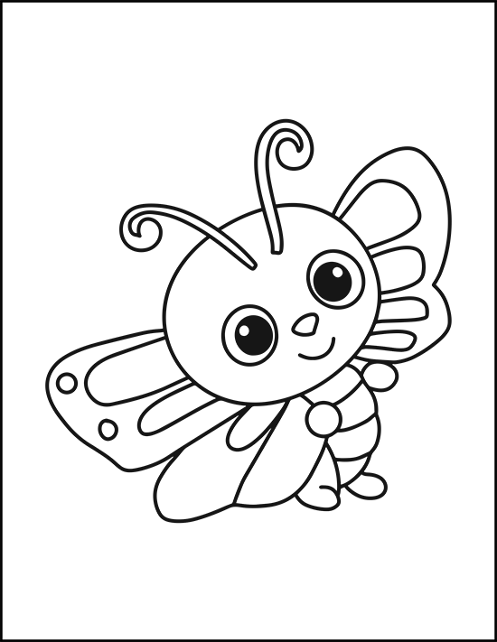 Print cute butterfly coloring with big, happy wings