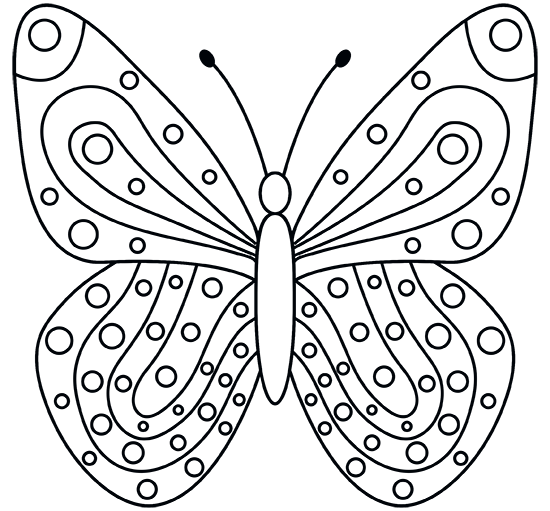 Color friendly butterfly drawings with rounded, smooth wings
