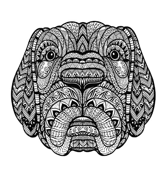 Dog coloring page with playful scenes