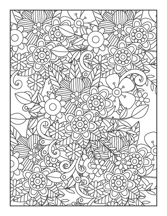Botanical scene coloring page