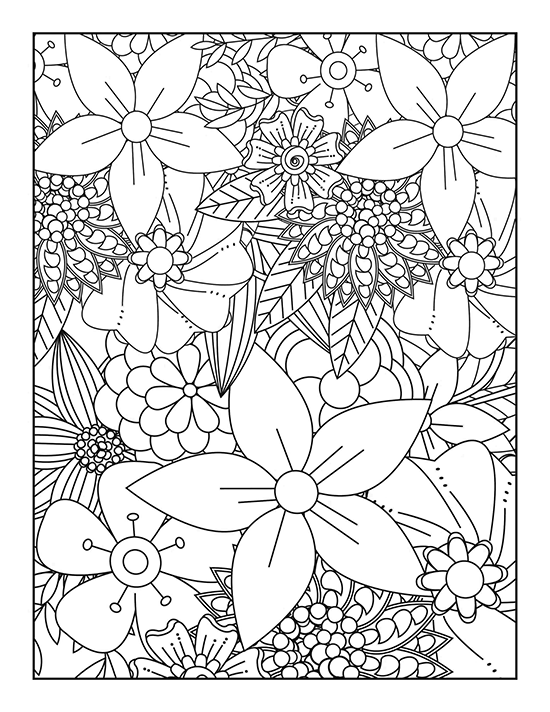 Graceful floral patterns coloring page