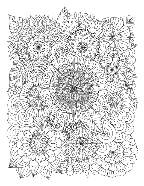Lush blossoms coloring page