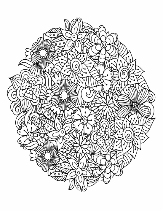 Relaxing flower coloring page