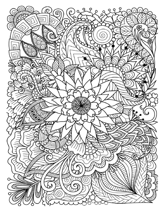 Artistic flower coloring page