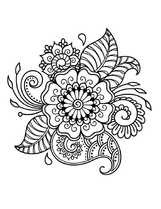 Relaxing floral artwork coloring page
