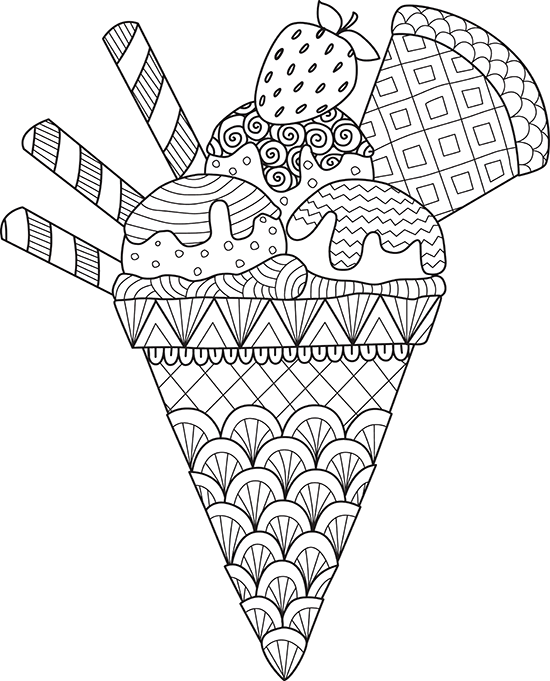 Indulgent Ice Cream & Cupcakes Adult Coloring page