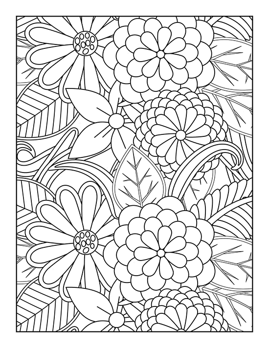 Blooming flowers coloring page for mom