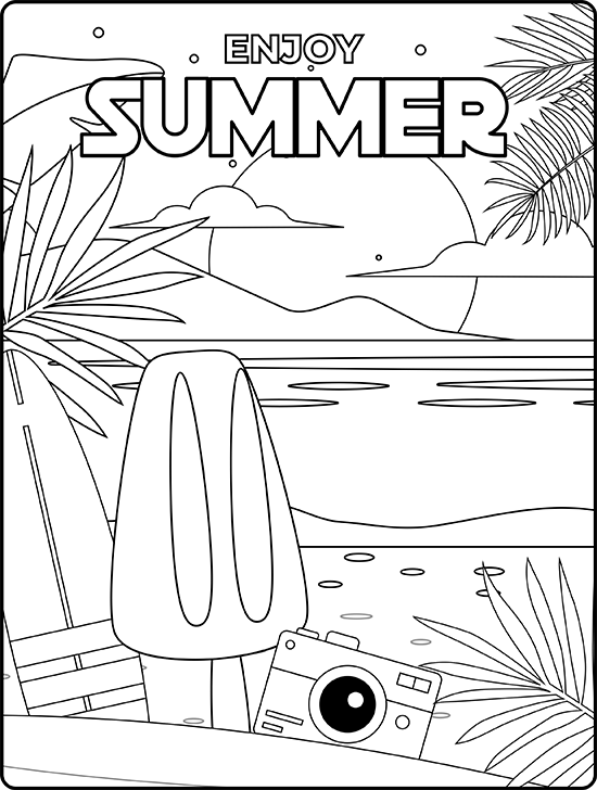 summer tropical coloring page