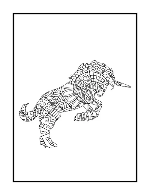 A beautiful mandala pattern unicorn ready to run