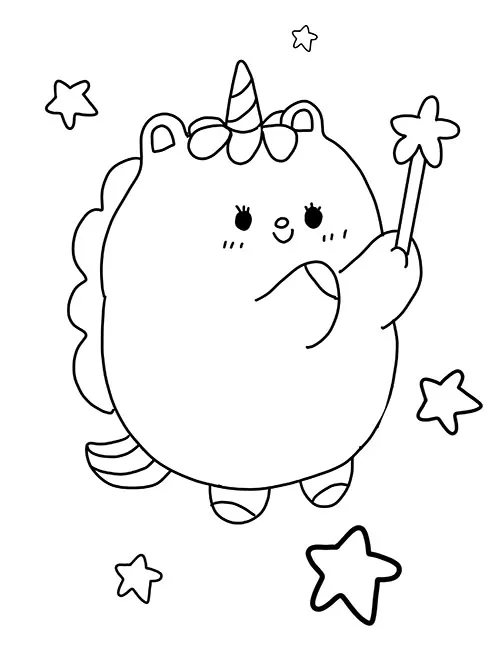 A little unicorn holding a wand to show you some color magic