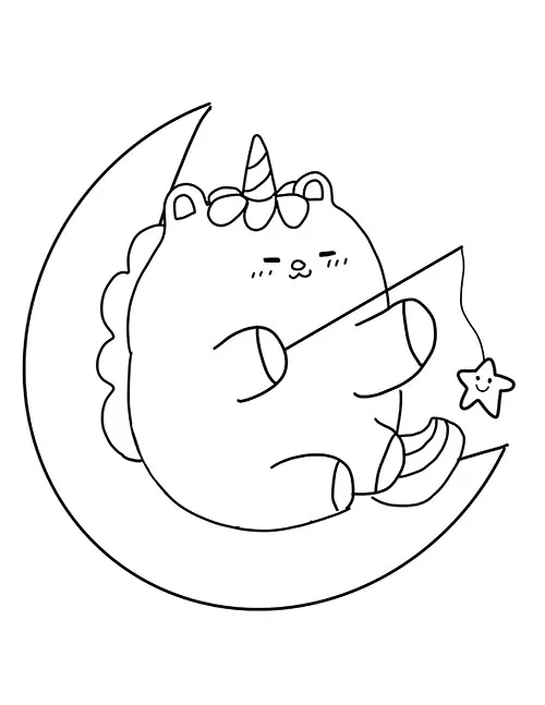 A little unicorn fishing in the sky while sitting on the moon