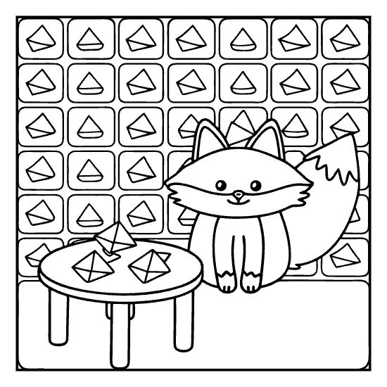 Bold, easy fox coloring page with letters. Fun animal coloring for kids.