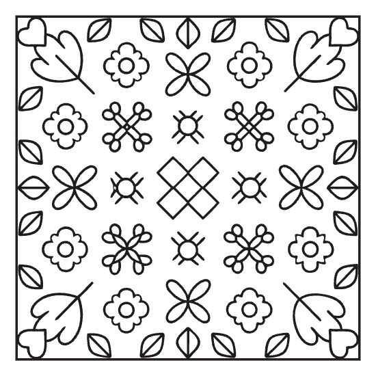 Floral and leaf patterns create a beautiful, bold and easy coloring page. A perfect secondary coloring page for all ages.