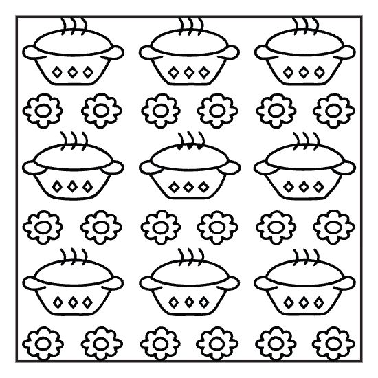 Bold and easy coloring page with cupcakes and flowers for kids. Fun, simple coloring sheet.