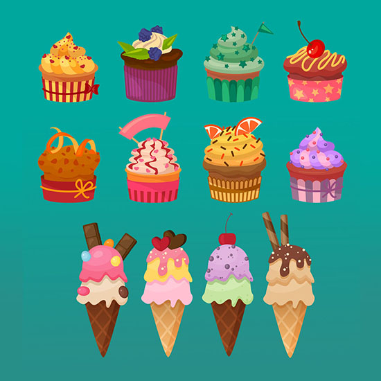 Ice Cream and Cupcakes Coloring Book