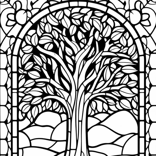 Kaleidoscopic Stained Glass Trees