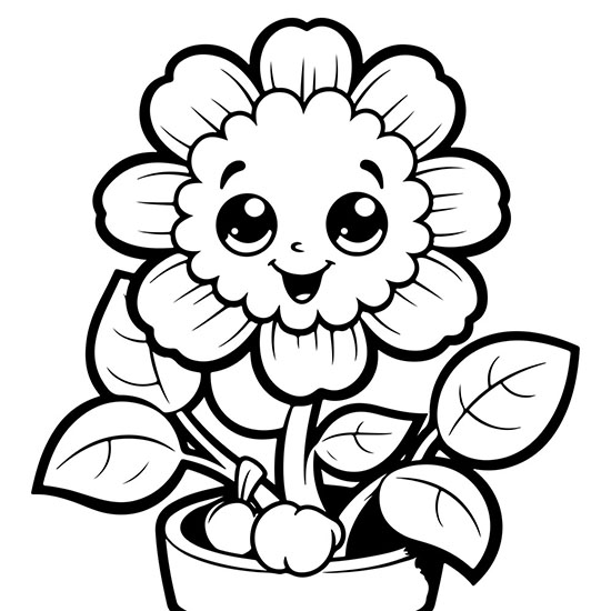 Kawaii Flower Coloring Pages - Vol 1