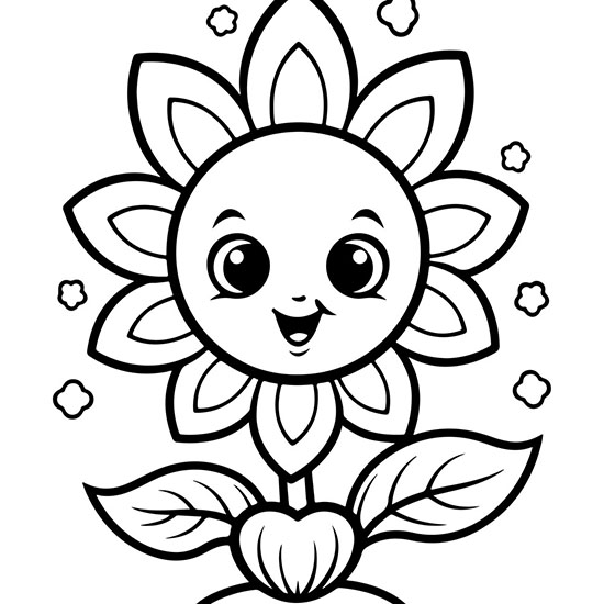Kawaii Flower Coloring Pages for Kids - Vol 2