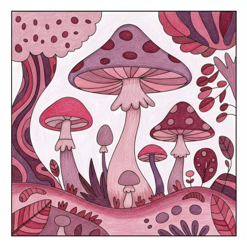 Adult Coloring Pages with Mushrooms