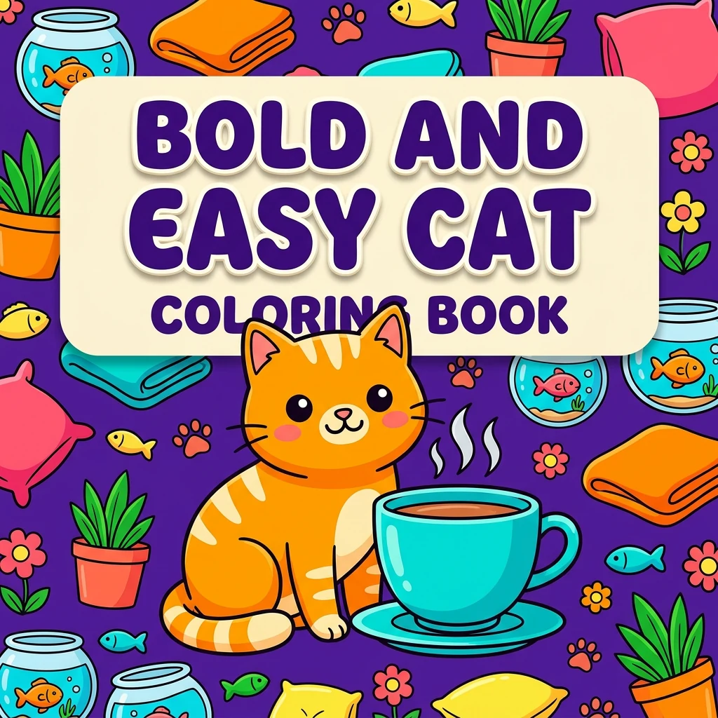 Bold and Easy Cat Coloring Pages