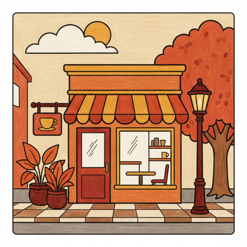 Bold and Easy Coffee Shop Coloring Pages