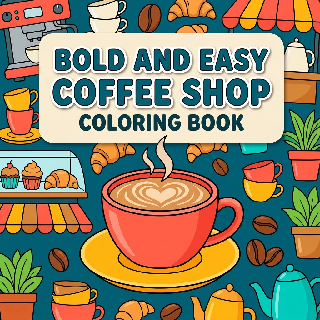 Bold and Easy Coffee Shop Coloring Pages