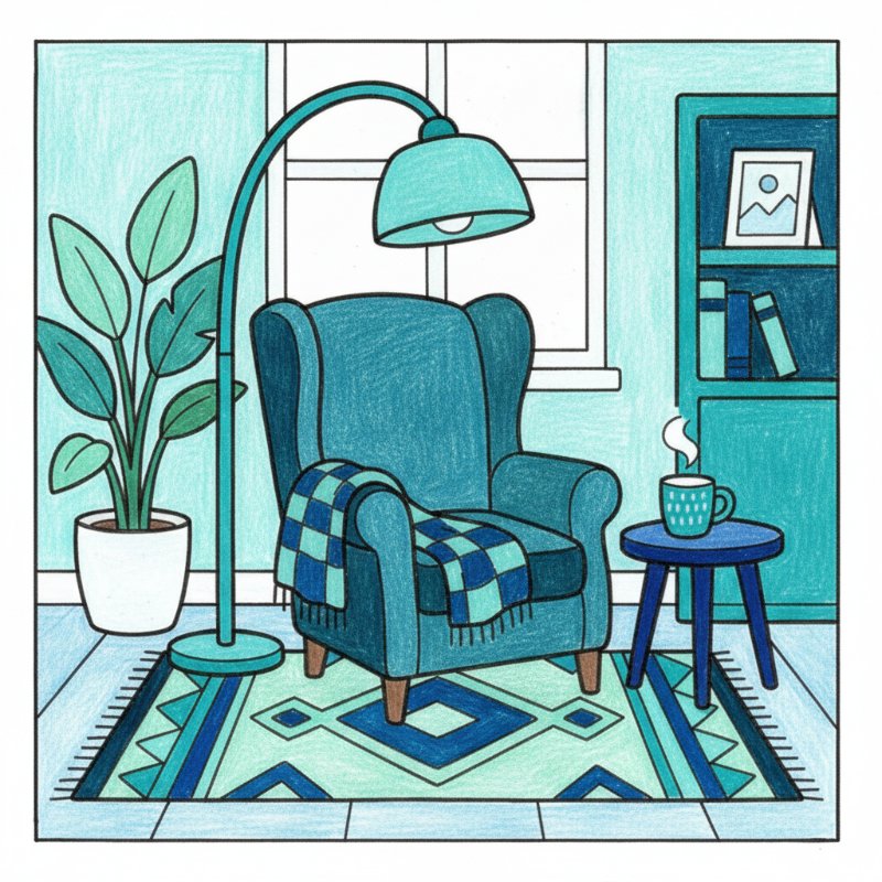 Bold and Easy Cozy Room Coloring Pages