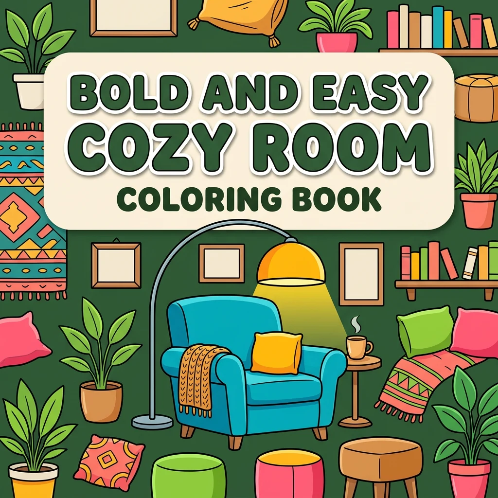 Bold and Easy Cozy Room Coloring Pages