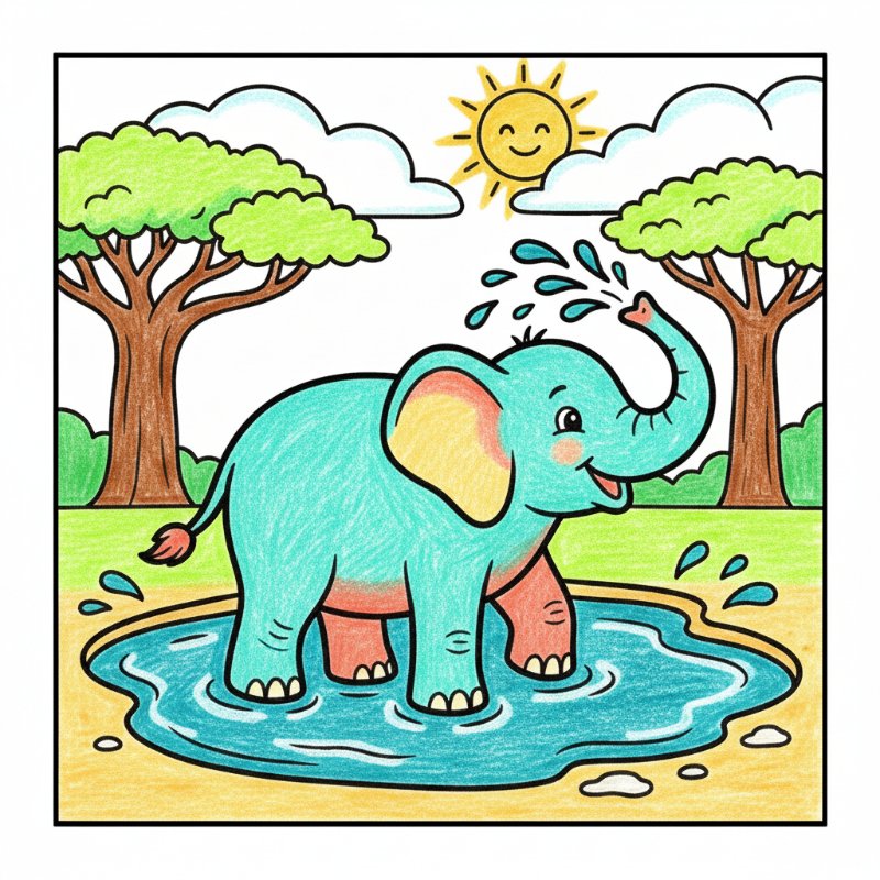 Bold and Easy Elephant Coloring Pages