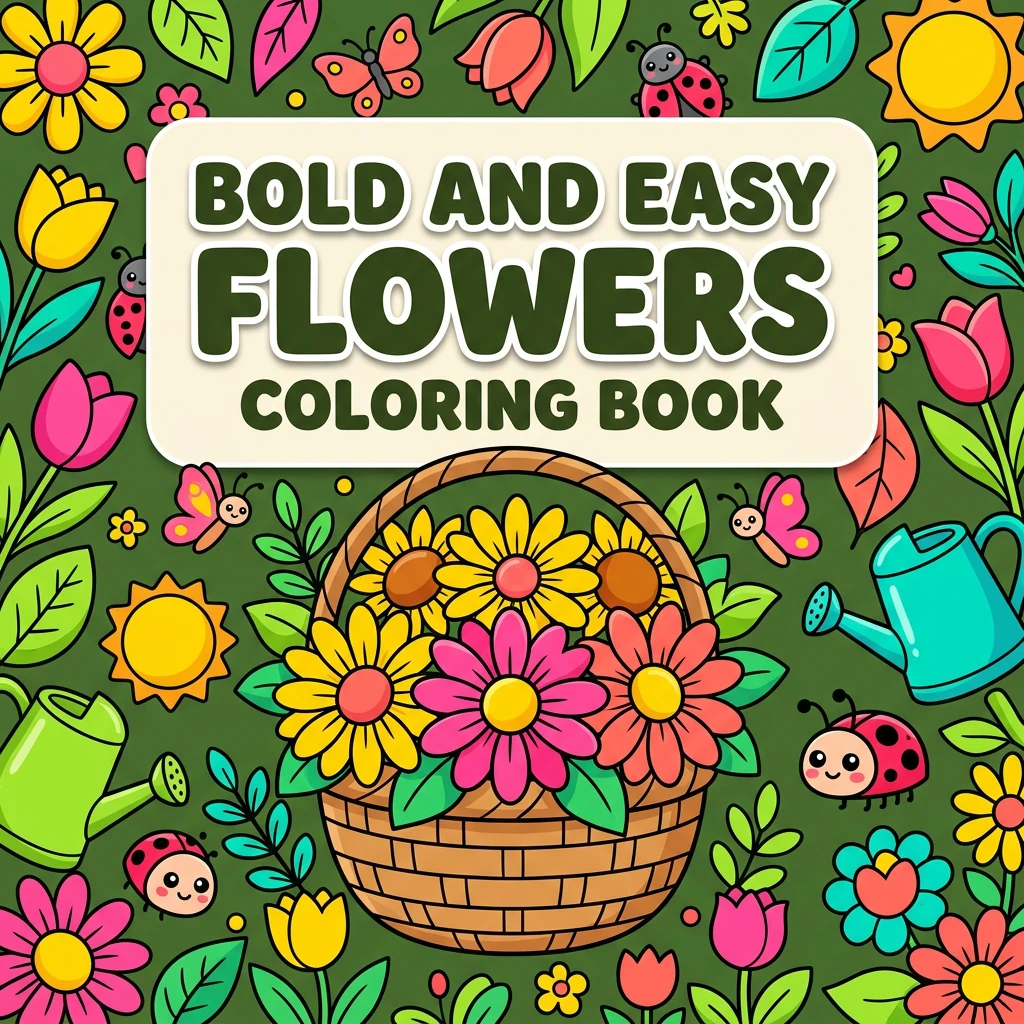 Bold and easy flowers coloring pages