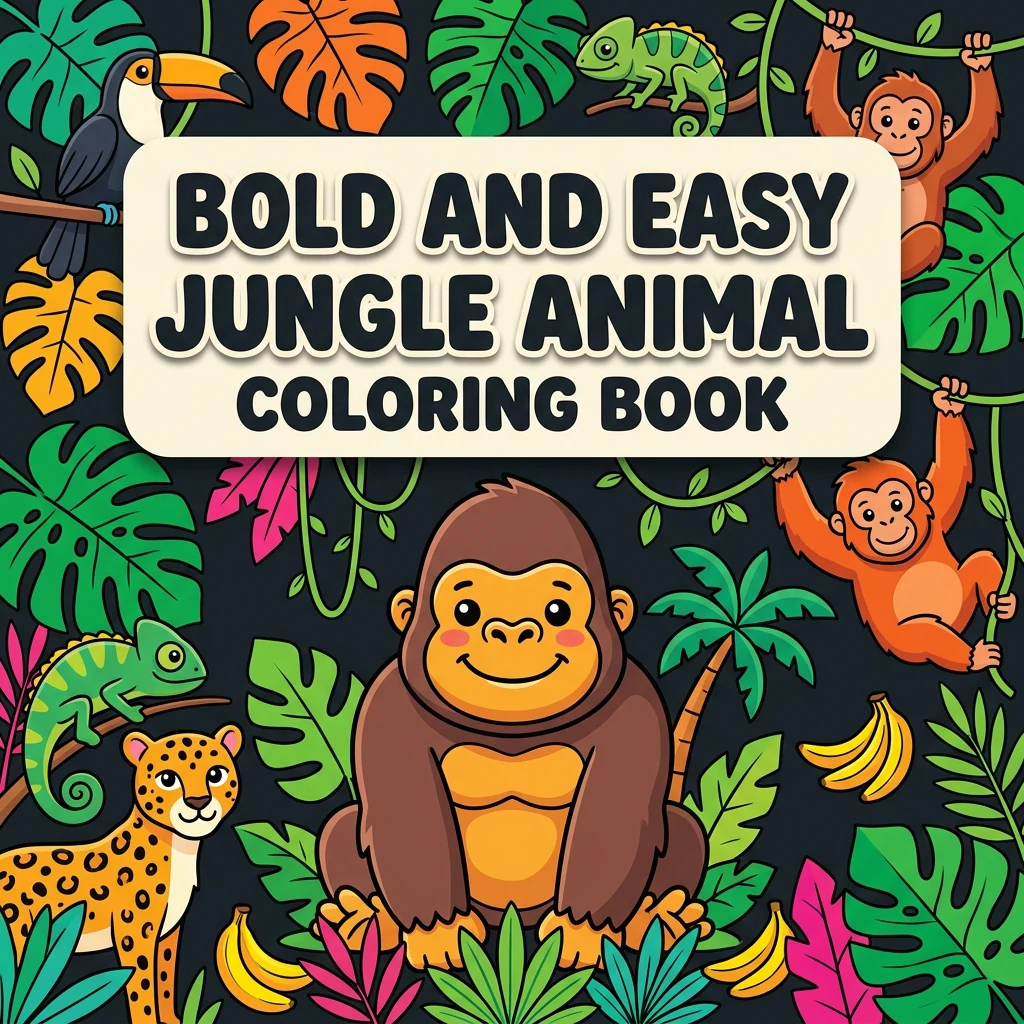 Bold and Easy Jungle Animal Coloring Pages