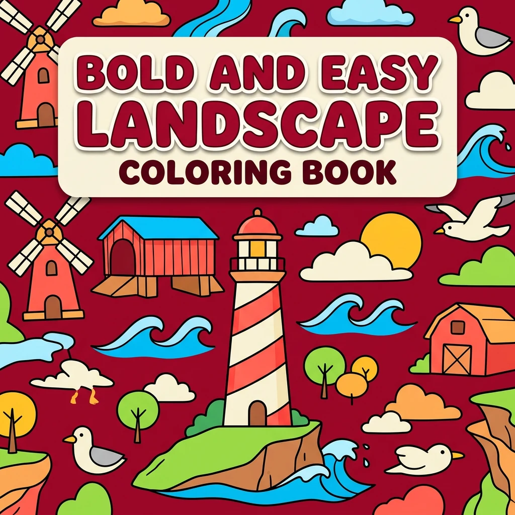 Bold and Easy Landscape Coloring Pages