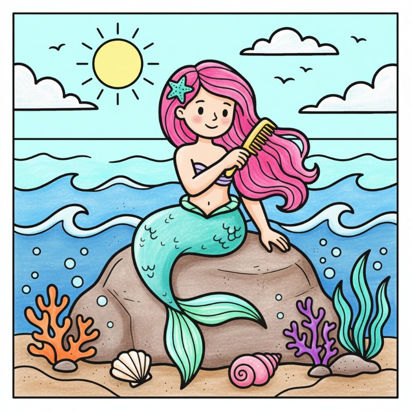 Bold and Easy Mermaid Coloring Pages
