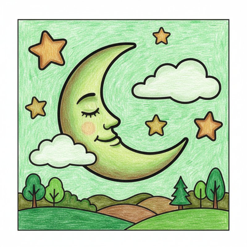 Bold and Easy Moon and Stars Coloring Pages