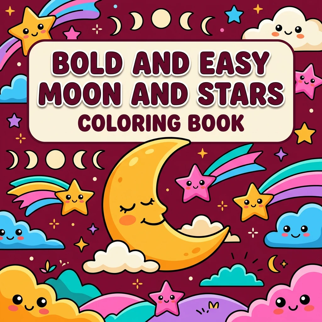 Bold and Easy Moon and Stars Coloring Pages