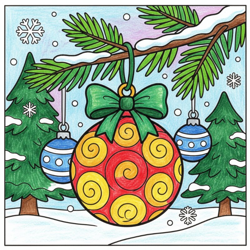 Bold and Easy Ornament Coloring Pages