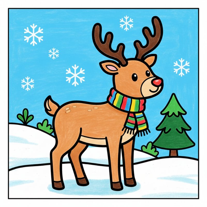 Bold and Easy Reindeer Coloring Pages