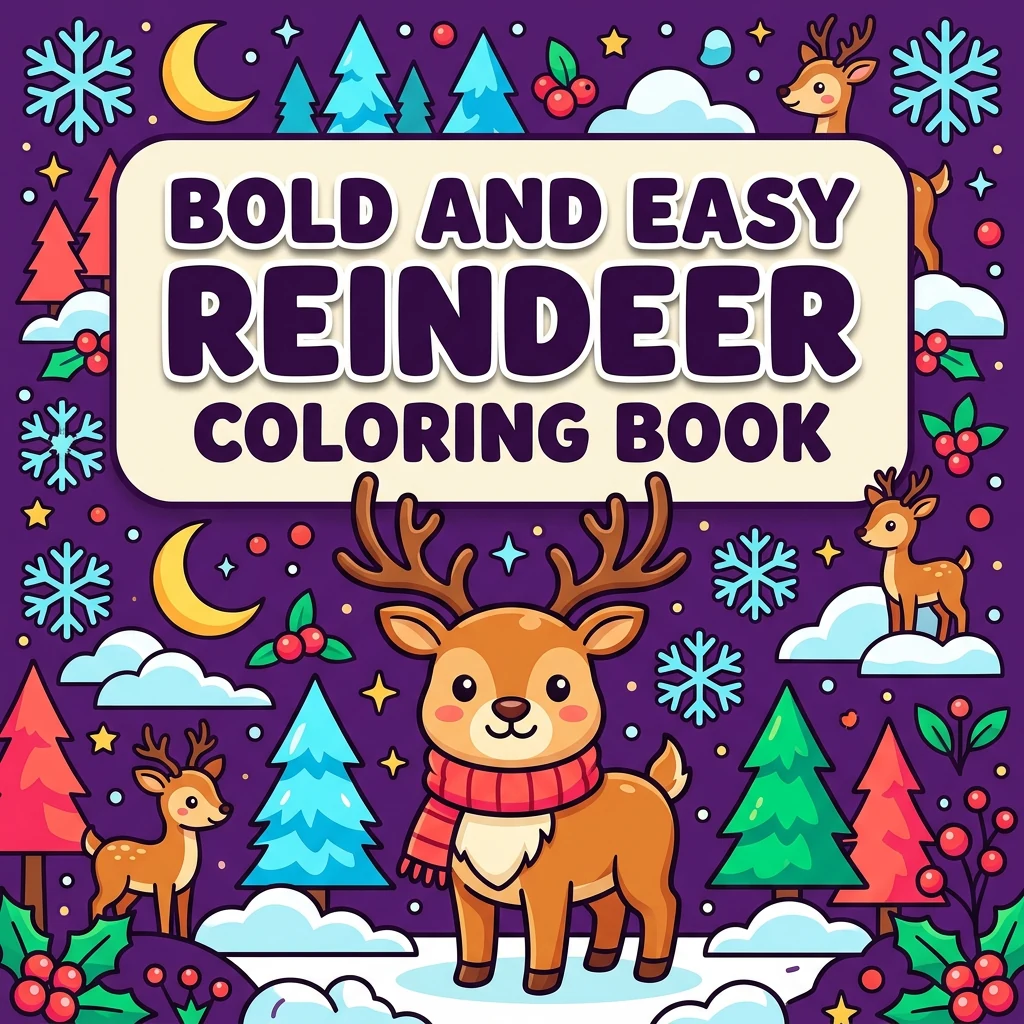 Bold and Easy Reindeer Coloring Pages
