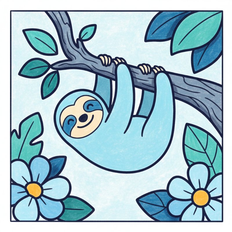 Bold and Easy Sloth Coloring Pages