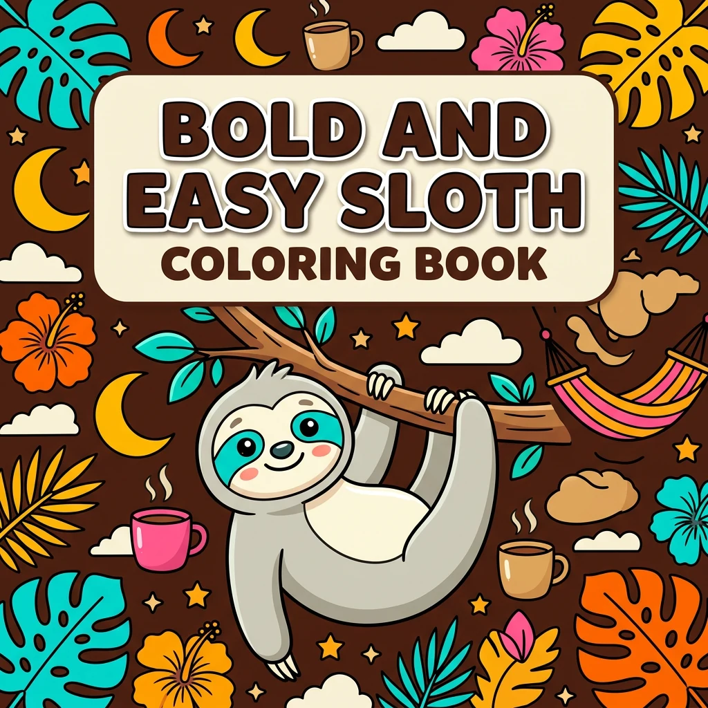 Bold and Easy Sloth Coloring Pages