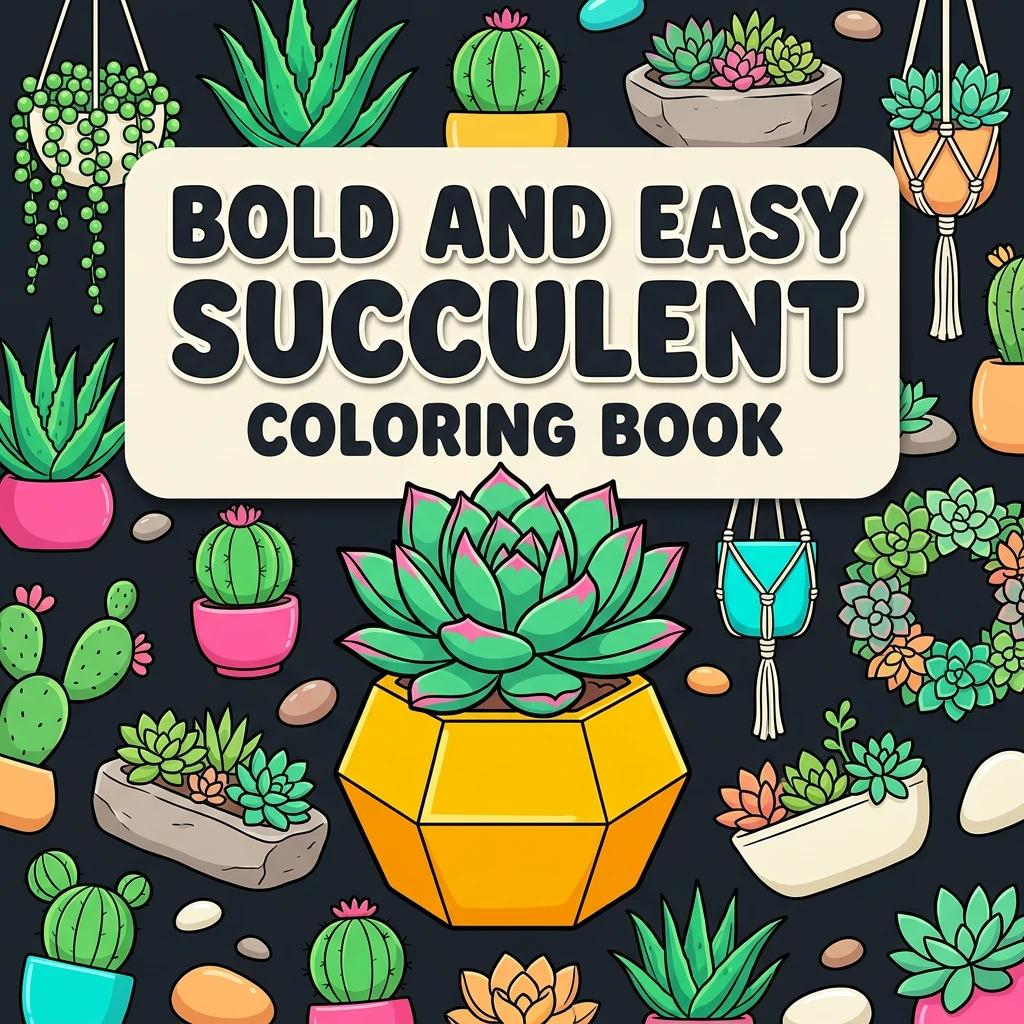 Bold and Easy Succulent Coloring Pages