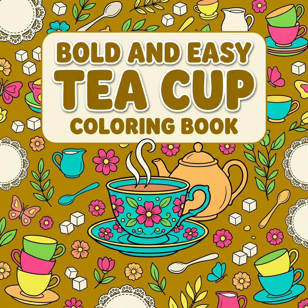Bold and Easy Tea Cup Coloring Pages