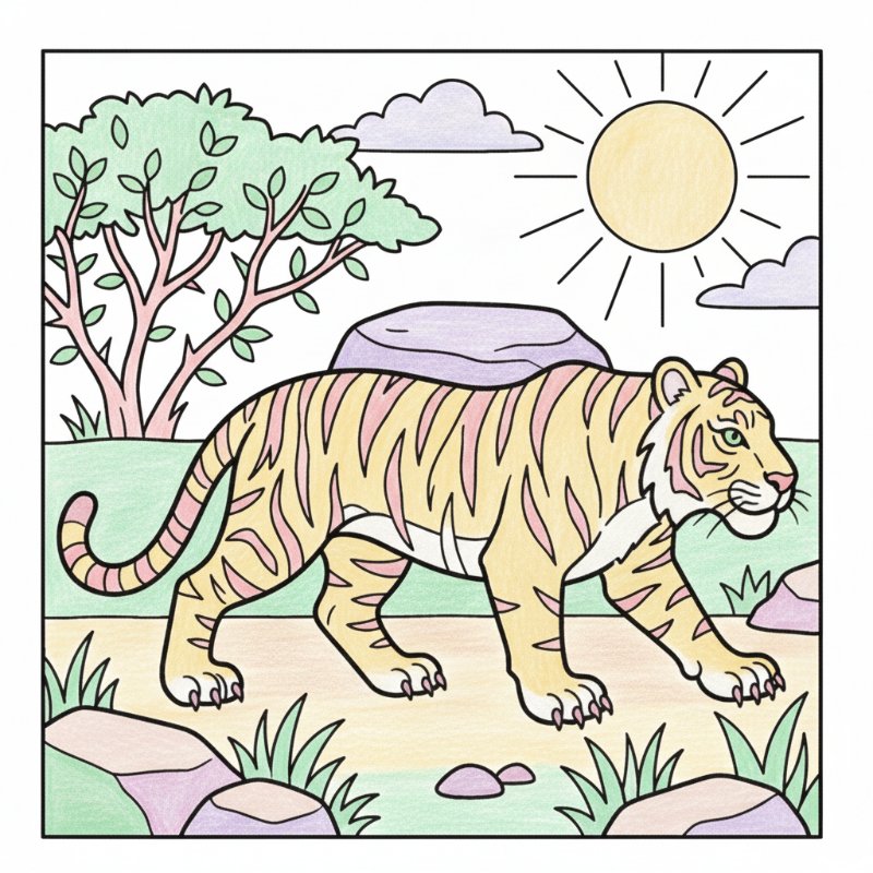 Bold and Easy Tiger Coloring Pages