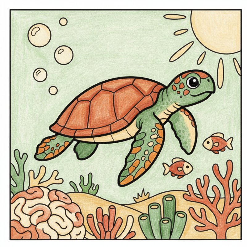 Bold and Easy Turtle Coloring Pages