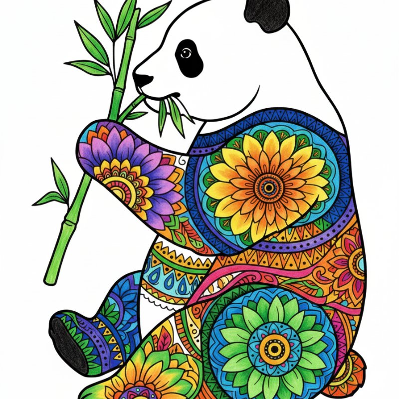 Giant Panda Mandala Coloring Pages