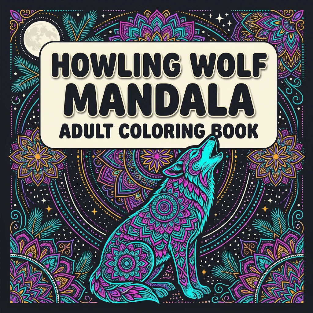 Howling Wolf Mandala Coloring Book