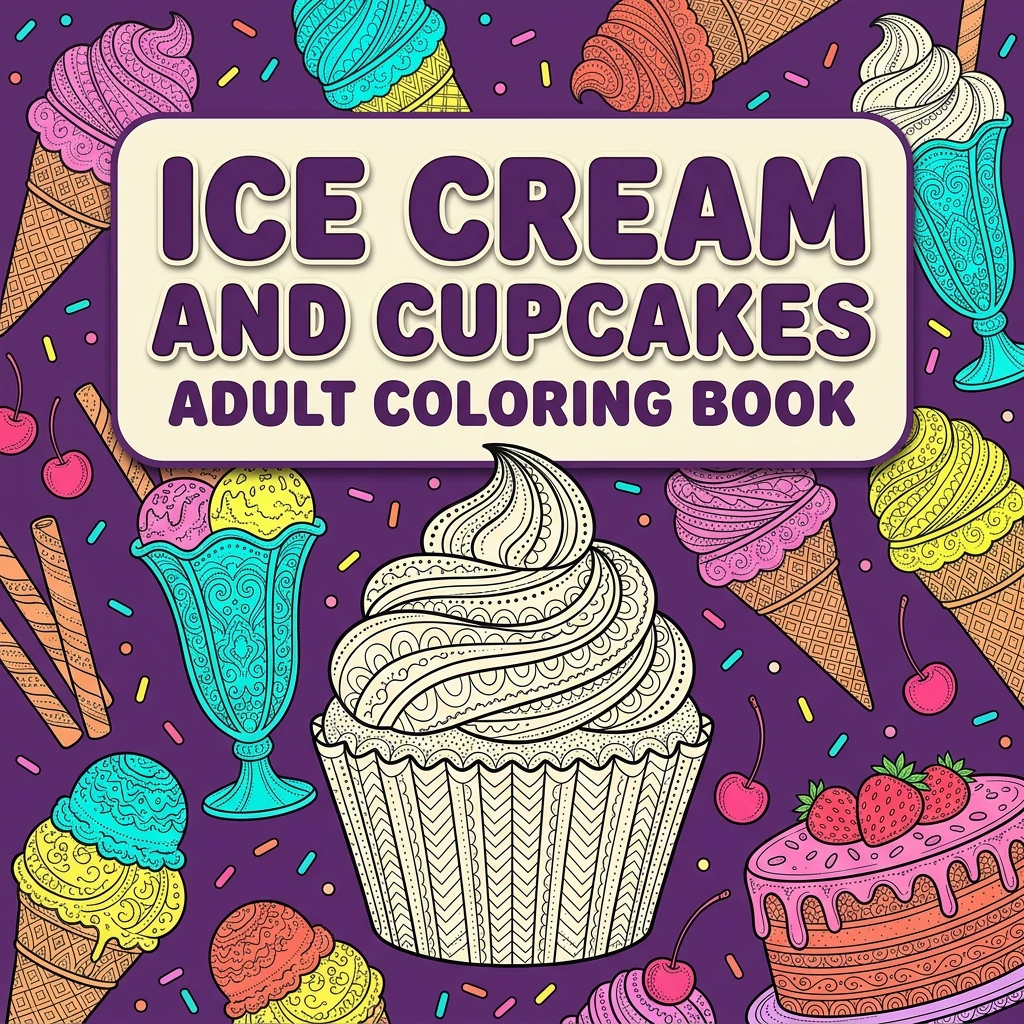 Ice Cream and Cupcakes Coloring Book