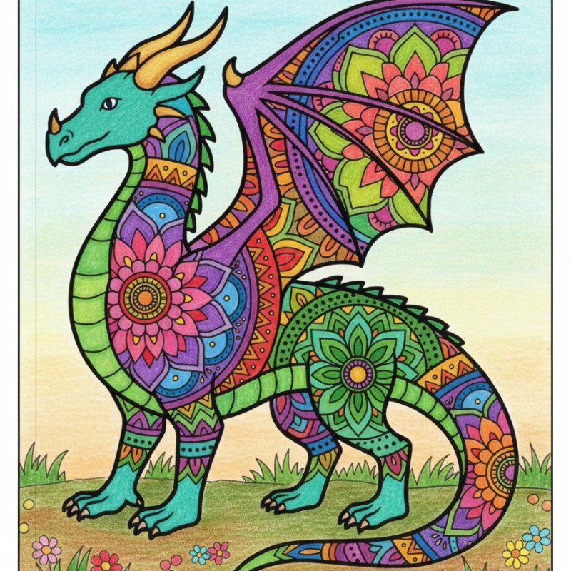 Intricate Dragon Mandala Coloring Pages