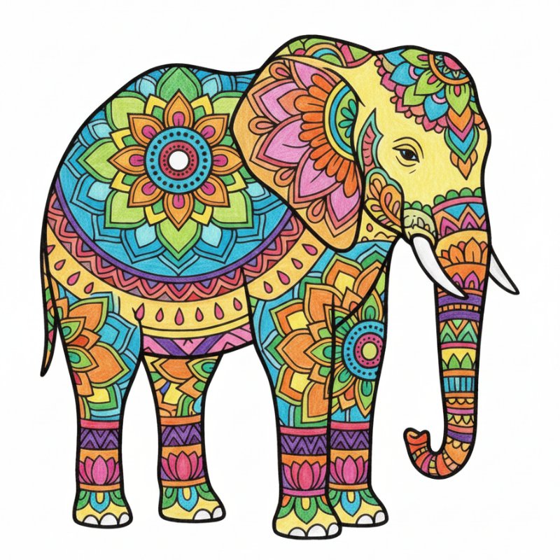 Intricate Elephant Mandala Coloring Pages