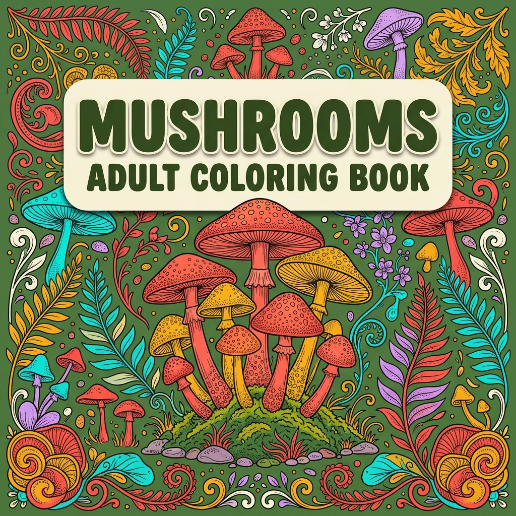Adult Coloring Pages with Mushrooms